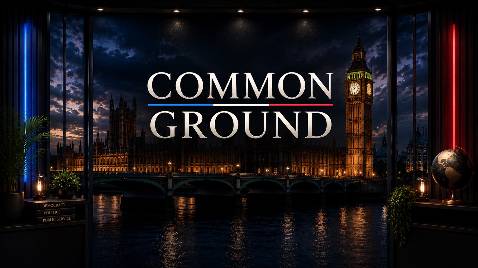 Common Ground programme identity against a Westminster backdrop.